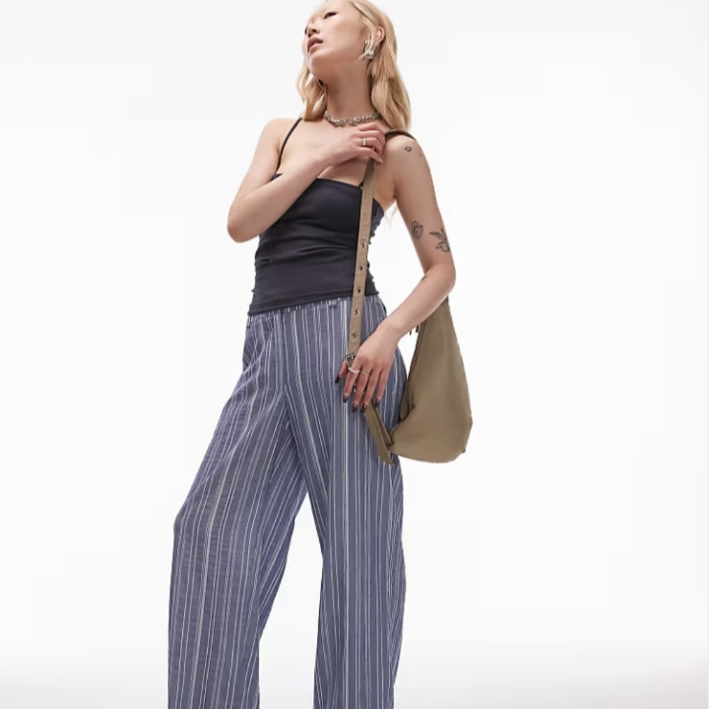*Final Price* NWT Topshop Petite Low Slung Tailored Stripe Pants In Blue